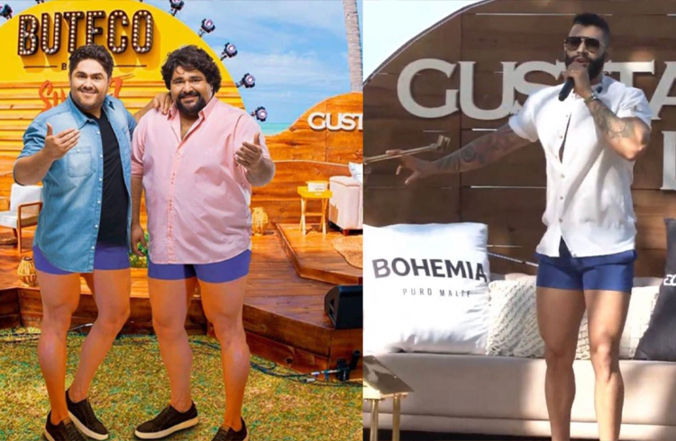 Virou moda? César Menotti e Fabiano divulgam live com short de Gusttavo Lima